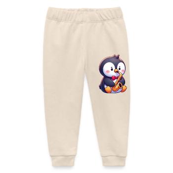 Penguin Saxophonist Jazz Concert - Baby Organic Sweatpants by Stanley/Stella - soft Ecru - Front