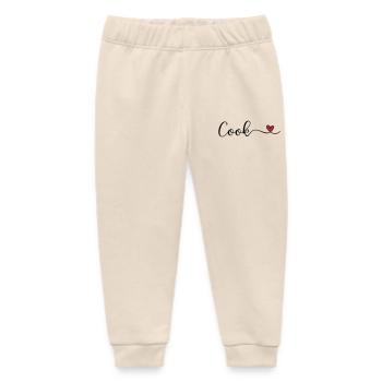 Cook with a Heart Typography Gift - Baby Organic Sweatpants by Stanley/Stella - soft Ecru - Front