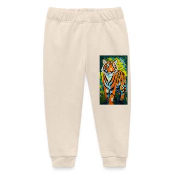 Tiger Painting Painting Comic Art Asia Animals - Baby Organic Sweatpants by Stanley/Stella - soft Ecru - Front
