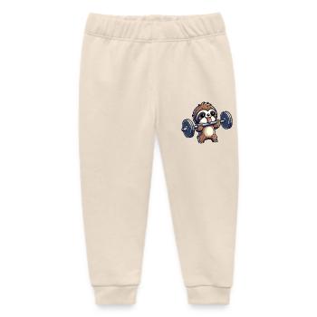 Sloth Strength Training: Dumbbells & Bench Press - Baby Organic Sweatpants by Stanley/Stella - soft Ecru - Front