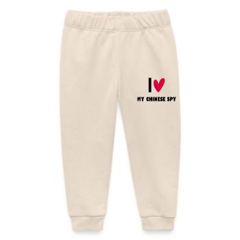 I Love My Chinese Spy - Baby Organic Sweatpants by Stanley/Stella - soft Ecru - Front