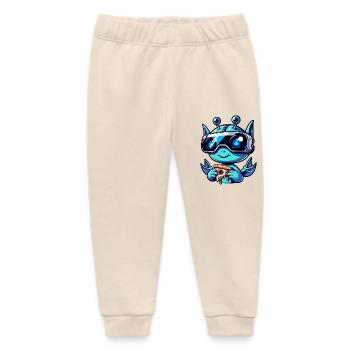 Alien Sci-Fi VR Pizza Party, Alien Amusement - Baby Organic Sweatpants by Stanley/Stella - soft Ecru - Front