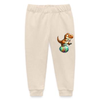Dancing T-Rex, Easter Eggshell Fun - Baby Organic Sweatpants by Stanley/Stella - soft Ecru - Front
