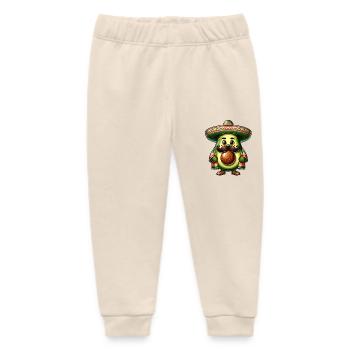 Cinco de Mayo avocado with mustache - Baby Organic Sweatpants by Stanley/Stella - soft Ecru - Front