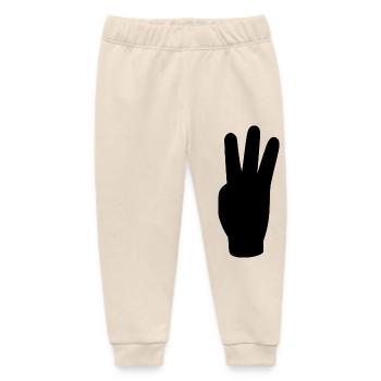 three finger greeting freedom - Baby Organic Sweatpants by Stanley/Stella - soft Ecru - Front