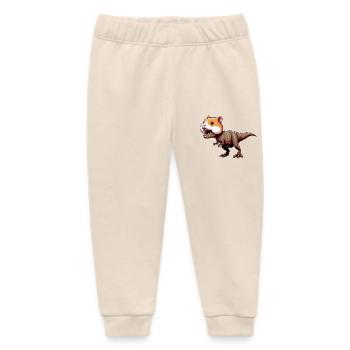Hamster Dino T-Rex Mythical Creature Fantasy Creature - Baby Organic Sweatpants by Stanley/Stella - soft Ecru - Front