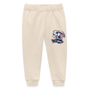 White Rabbit Skateboard Skateboarder Funny - Baby Organic Sweatpants by Stanley/Stella - soft Ecru - Front