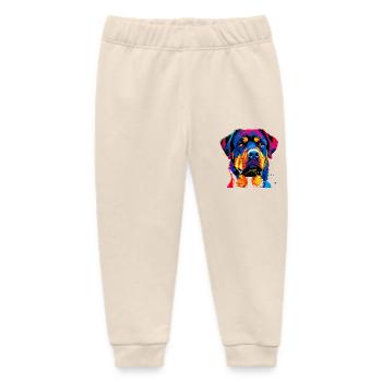 Rottweiler Dog Bright Colors Pop Art Pride Dogs - Baby Organic Sweatpants by Stanley/Stella - soft Ecru - Front