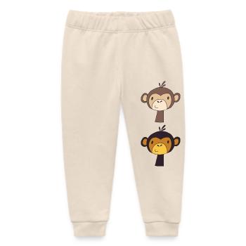 Monkey Friends - Baby Organic Sweatpants by Stanley/Stella - soft Ecru - Front