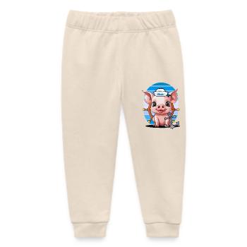 Pig Sailor Helmsman Anchor Maritime - Baby Organic Sweatpants by Stanley/Stella - soft Ecru - Front