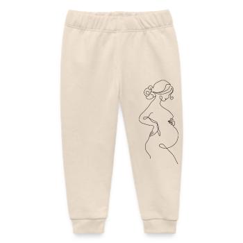 Lineart Pregnant Woman - Baby Organic Sweatpants by Stanley/Stella - soft Ecru - Front