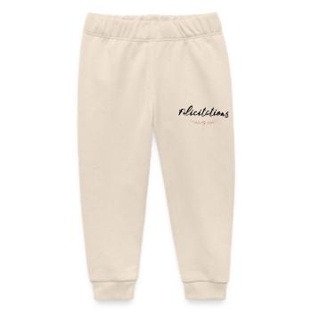 WELL DONE. CONGRATULATIONS. BIRTH. ANNIVERSARY. FERRY - Baby Organic Sweatpants by Stanley/Stella - soft Ecru - Front