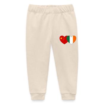 China Ireland Flag Heart - Baby Organic Sweatpants by Stanley/Stella - soft Ecru - Front