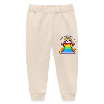 LGBTQ Pride Sloth Rainbow Slide - Baby Organic Sweatpants by Stanley/Stella - soft Ecru - Front