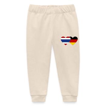 Thailand Germany Flag Heart - Baby Organic Sweatpants by Stanley/Stella - soft Ecru - Front