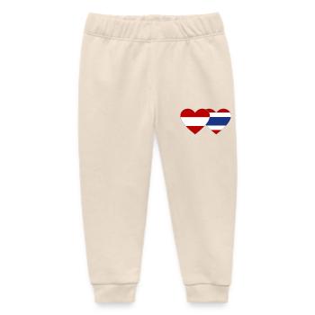 Austria Thailand Flag Heart - Baby Organic Sweatpants by Stanley/Stella - soft Ecru - Front