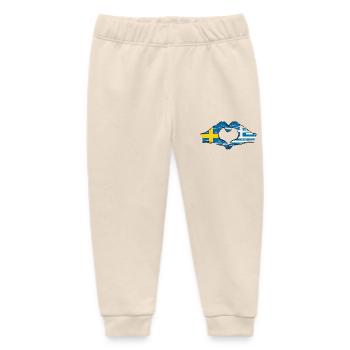 Sweden Greece Flag Hands Heart Shape Used - Baby Organic Sweatpants by Stanley/Stella - soft Ecru - Front
