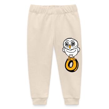 Owl Letter O Owl English ABC Learn Bird Eagle Owl - Baby Organic Sweatpants by Stanley/Stella - soft Ecru - Front