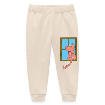 Cat at the window pink - Baby Organic Sweatpants by Stanley/Stella - soft Ecru - Front