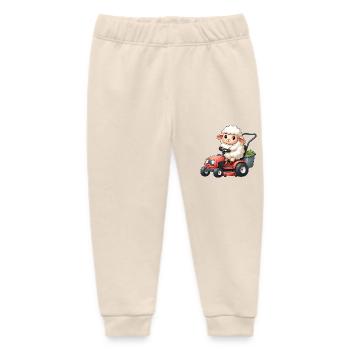 Cute Sheep Lawn Mower Gardener Tractor Horticulture - Baby Organic Sweatpants by Stanley/Stella - soft Ecru - Front
