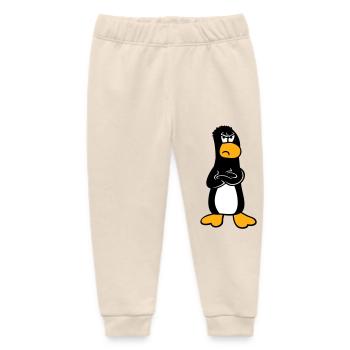 Penguin Angry Offended Crossed Arms Sour - Baby Organic Sweatpants by Stanley/Stella - soft Ecru - Front