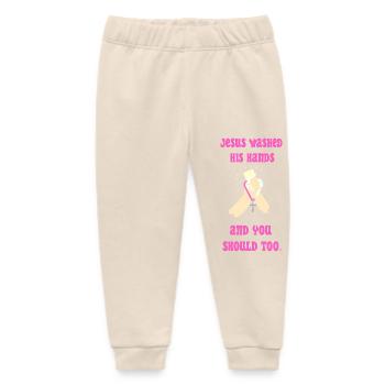 Jesus Washed His Hands in pink version - Baby Organic Sweatpants by Stanley/Stella - soft Ecru - Front