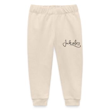 Jakob Last Name First Name Heart Decor - Baby Organic Sweatpants by Stanley/Stella - soft Ecru - Front