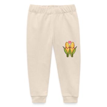 Corn Couple Love Heart Comic - Baby Organic Sweatpants by Stanley/Stella - soft Ecru - Front