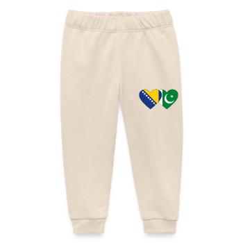 Bosnia Pakistan Flag Heart - Baby Organic Sweatpants by Stanley/Stella - soft Ecru - Front