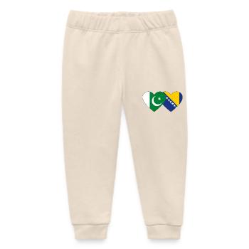 Pakistan Bosnia Flag Heart - Baby Organic Sweatpants by Stanley/Stella - soft Ecru - Front