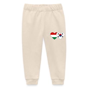 Hongrie Corée du Sud Drapeau Coeur - Pantalon de jogging bébé bio Stanley/Stella - écru doux - Devant