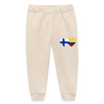 Finlande Colombie Drapeau Coeur - Pantalon de jogging bébé bio Stanley/Stella - écru doux - Devant