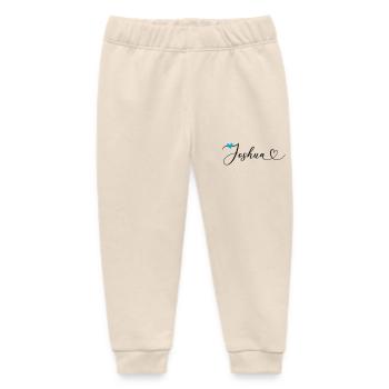 Joshua Last name First name Calligraphy heart - Baby Organic Sweatpants by Stanley/Stella - soft Ecru - Front