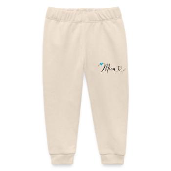 Mica nom Prénom Calligraphie coeur - Pantalon de jogging bébé bio Stanley/Stella - écru doux - Devant