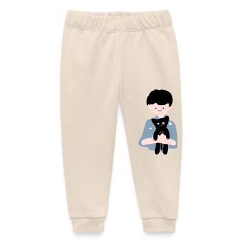 Cat sits in human palm4 - Baby Organic Sweatpants by Stanley/Stella - soft Ecru - Front