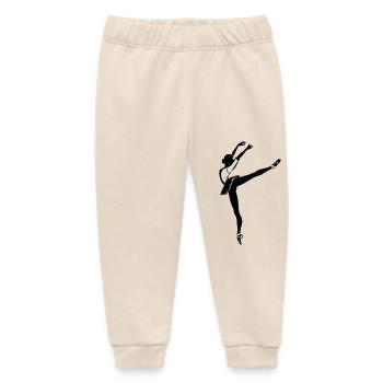 Black and White Ballet Dancer Illustration - Baby Organic Sweatpants by Stanley/Stella - soft Ecru - Front