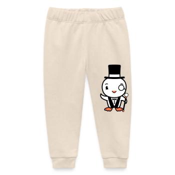 Sir Bird Top Hat Monocle Glasses Rich Mr. - Baby Organic Sweatpants by Stanley/Stella - soft Ecru - Front