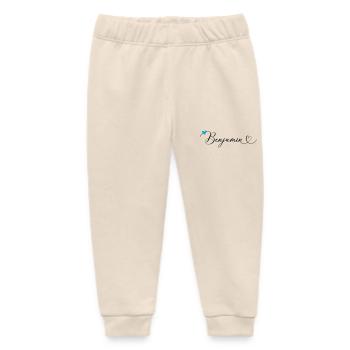 Benjamin Last name First name Calligraphy heart - Baby Organic Sweatpants by Stanley/Stella - soft Ecru - Front
