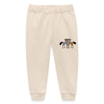 2 Horses Team Pony Foal Couple In Love Friends - Baby Organic Sweatpants by Stanley/Stella - soft Ecru - Front