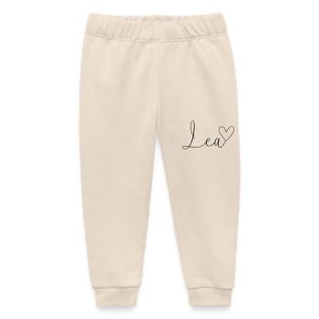 Léa Nom Prénom Fille - Pantalon de jogging bébé bio Stanley/Stella - écru doux - Devant