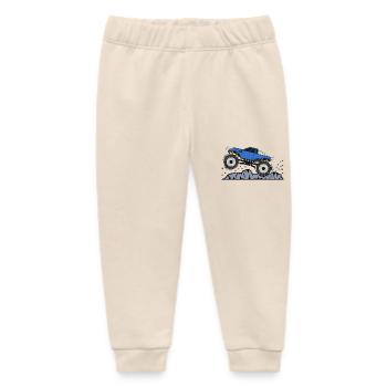 Monster truck in blue - Baby Organic Sweatpants by Stanley/Stella - soft Ecru - Front