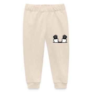 Llama Fists Raise Monkey Rebellion Floor Hole - Baby Organic Sweatpants by Stanley/Stella - soft Ecru - Front