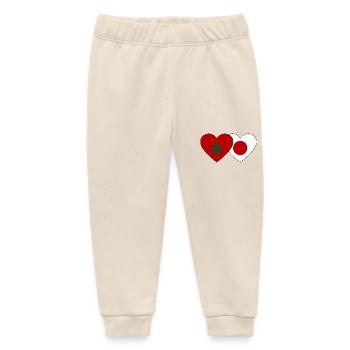 Morocco Japan Flag Heart - Baby Organic Sweatpants by Stanley/Stella - soft Ecru - Front