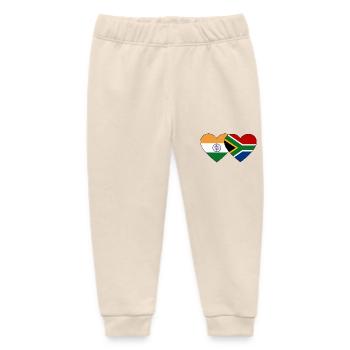India South Africa Flag Heart - Baby Organic Sweatpants by Stanley/Stella - soft Ecru - Front