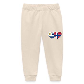 Uruguay Norway Heart Flag - Baby Organic Sweatpants by Stanley/Stella - soft Ecru - Front