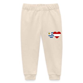 Uruguay Austria Heart Flag - Baby Organic Sweatpants by Stanley/Stella - soft Ecru - Front