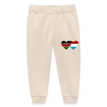 Kenya Luxembourg Flag Heart - Baby Organic Sweatpants by Stanley/Stella - soft Ecru - Front