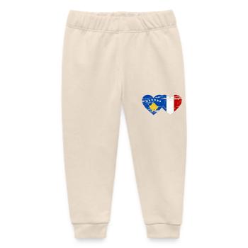 Kosovo France drapeau coeur utilisé - Pantalon de jogging bébé bio Stanley/Stella - écru doux - Devant