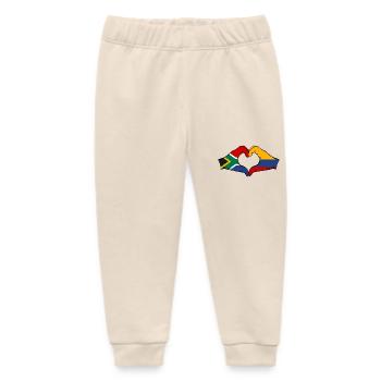 South Africa Colombia Flag Hands Heart Shape - Baby Organic Sweatpants by Stanley/Stella - soft Ecru - Front