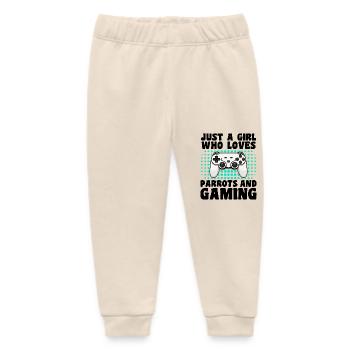 Gamer and Parrots: Video Games and Parrots - Baby Organic Sweatpants by Stanley/Stella - soft Ecru - Front